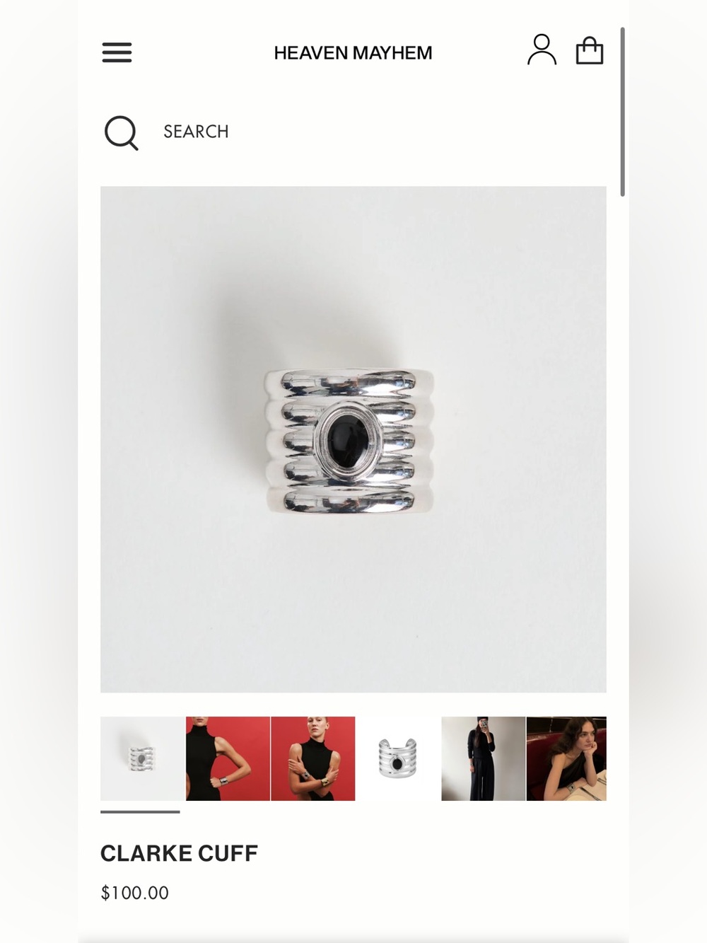 Heaven Mayhem Silver Clark Cuff - new in box